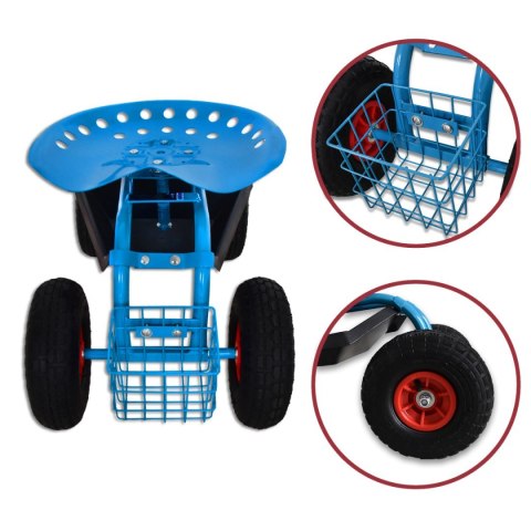 Wózek ogrodowy do transportu z obrotowym siedzeniem pełna regulacja