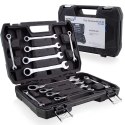 Zestaw kluczy płasko oczkowych crv grzechotka 12 szt walizka warsztat
