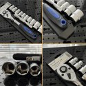 ZESTAW NARZĘDZI 12W1 GRZECHOTKA 1/2 NASADKI 10-24 MM PRZEDŁUŻKA 125 MM