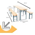 ZESTAW OGRODOWY DREWNIANY SKLADANY STOL 2 ŁAWKI 220 CM KOMPLET PIWNY BAROWY