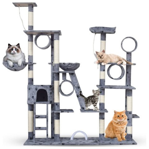 DRAPAK DLA KOTA XXL DUŻY 255cm WIEŻA HAMAK TUBA DOMEK JASNY SZARY W ŁAPKI