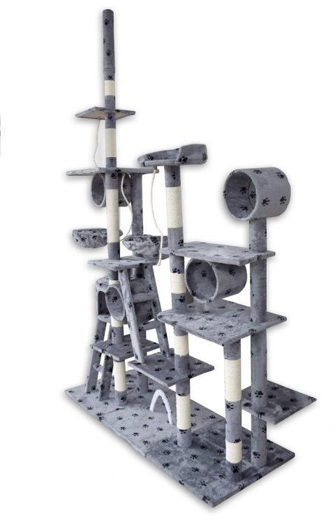 DRAPAK DLA KOTA XXL DUŻY 255cm WIEŻA HAMAK TUBA DOMEK JASNY SZARY W ŁAPKI