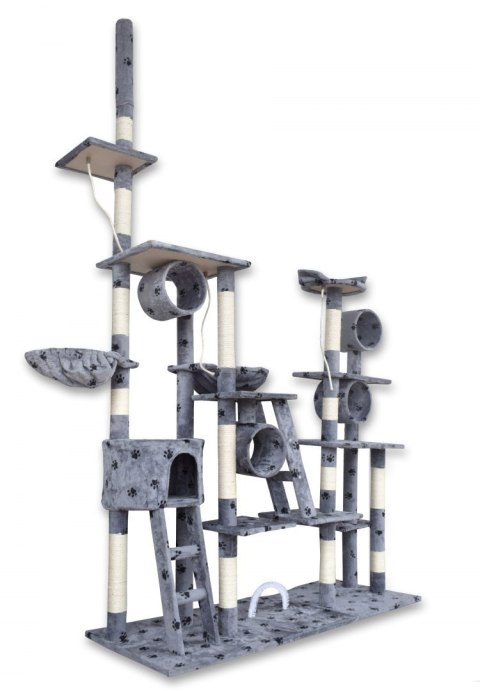 DRAPAK DLA KOTA XXL DUŻY 255cm WIEŻA HAMAK TUBA DOMEK JASNY SZARY W ŁAPKI