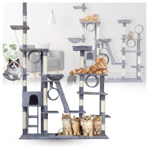 DRAPAK DLA KOTA XXL DUŻY 255cm WIEŻA HAMAK TUBA DOMEK LEGOWISKO JASNY SZARY