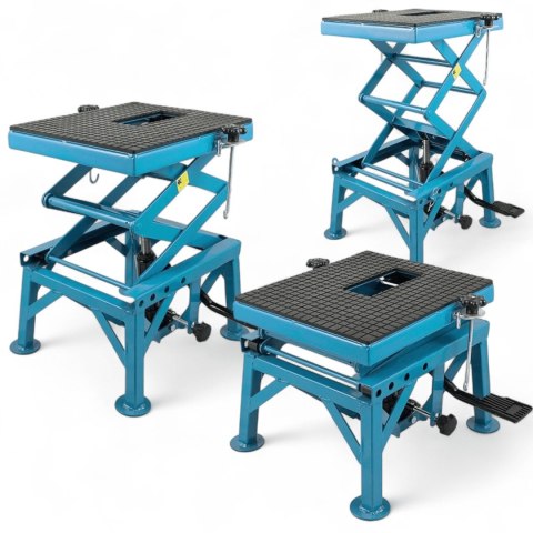 Podnośnik Motocyklowy Hydrauliczny Platforma 135 kg 87cm Niebieski stabilny