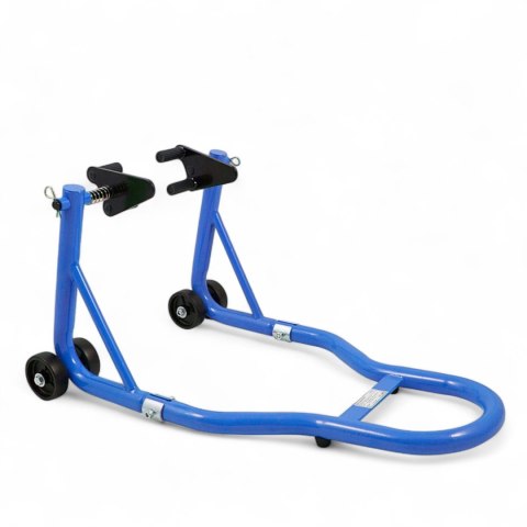 Stojak motocyklowy przedni niebieski stalowy 250 kg regulowany wytrzymały