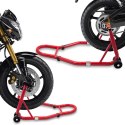 Stojaki motocyklowe na przód i tył czerwone stalowe 250 kg regulowane