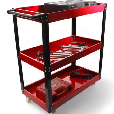 Wózek Warsztatowy Bituxx 3 Półki Mobilny 100 kg Udźwigu Czerwony