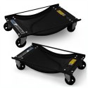 Wózki Manewrowe 450 kg 2 Sztuki Czarne Rolki Transportowe do Samochodów