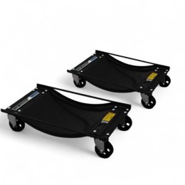 Wózki Manewrowe 450 kg 2 Sztuki Czarne Rolki Transportowe do Samochodów