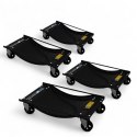 Wózki Manewrowe 450 kg 4 Sztuki Czarne Rolki Transportowe do Samochodów
