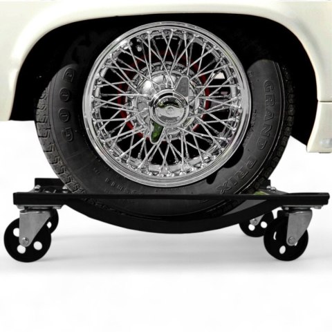 Wózki Manewrowe 450 kg 4 Sztuki Czarne Rolki Transportowe do Samochodów