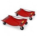 Wózki Manewrowe 450 kg 4 Sztuki Czerwone Rolki Transportowe do Samochodów