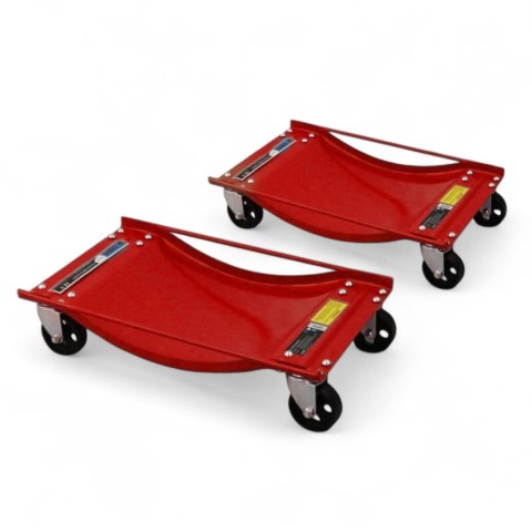 Wózki Manewrowe 450 kg 4 Sztuki Czerwone Rolki Transportowe do Samochodów