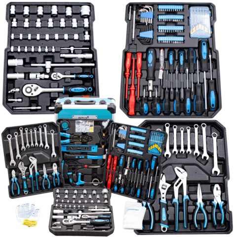 Zestaw narzędzi 1200 el walizka na kółkach crv grzechotki klucze