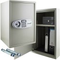 Sejf elektroniczny 52cm jasnoszary domowy zamek szyfrowy klucz awaryjny