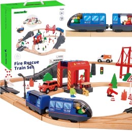 Tooky Toy Drewniana Kolejka Elektryczna Straż Pożarna Efekty Dźwiękowe 70 el.