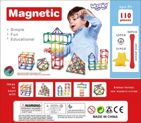 WOOPIE Klocki Magnetyczne Konstrukcyjne Układanka 110 el._4SZT