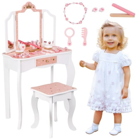 WOOPIE GREEN Drewniana Toaletka z Lustrem i Akcesoriami