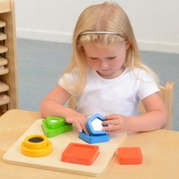 MASTERKIDZ Drewniany Sorter Kształtów Materiałów Faktury Powierzchni Montessori